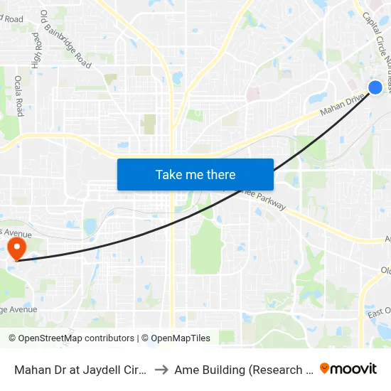 Mahan Dr at Jaydell Cir Wb to Ame Building (Research #4) map