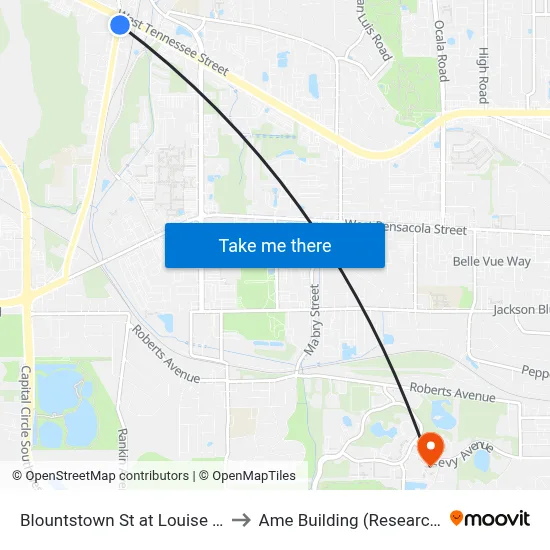 Blountstown St at Louise St Nb to Ame Building (Research #4) map