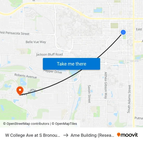 W College Ave at S Bronough St Wb to Ame Building (Research #4) map