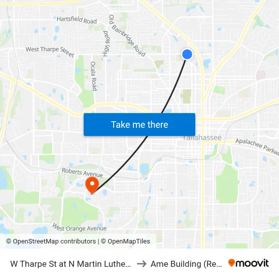 W Tharpe St at N Martin Luther King Jr Blvd Eb to Ame Building (Research #4) map