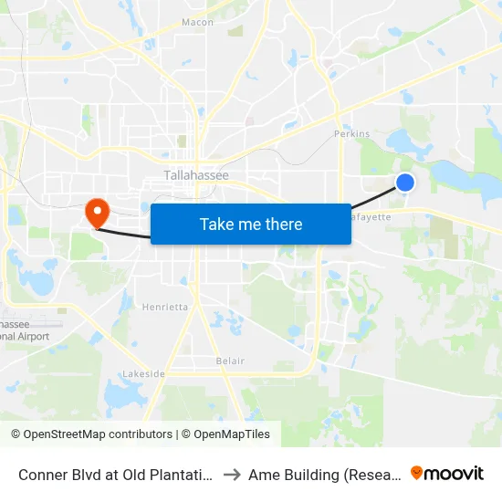 Conner Blvd at Old Plantation Rd Sb to Ame Building (Research #4) map
