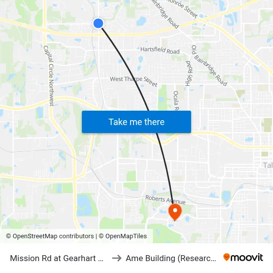 Mission Rd at Gearhart Rd Sb to Ame Building (Research #4) map