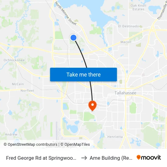 Fred George Rd at Springwood Elementary Nb to Ame Building (Research #4) map
