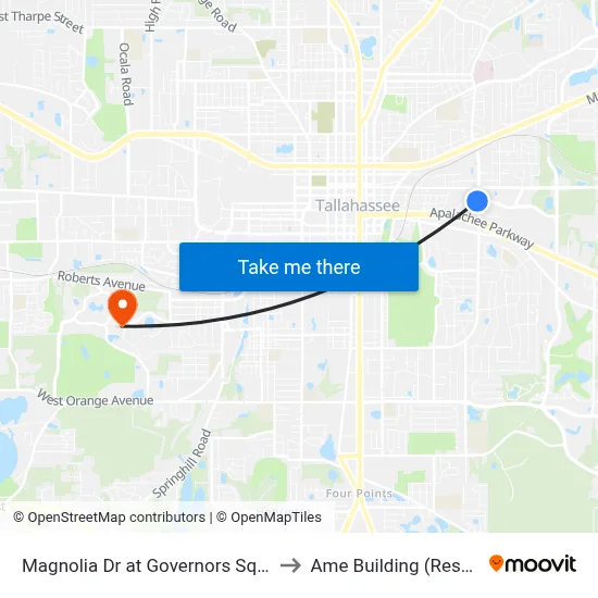 Magnolia Dr at Governors Square Blvd Sb to Ame Building (Research #4) map