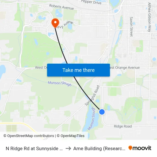 N Ridge Rd at Sunnyside Dr Sb to Ame Building (Research #4) map