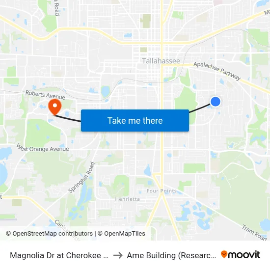 Magnolia Dr at Cherokee Dr Nb to Ame Building (Research #4) map