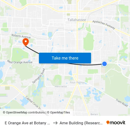 E Orange Ave at Botany Pl Eb to Ame Building (Research #4) map
