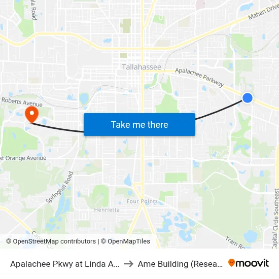 Apalachee Pkwy at Linda Ann Dr Eb to Ame Building (Research #4) map