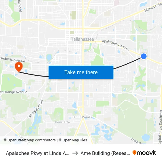 Apalachee Pkwy at Linda Ann Dr Wb to Ame Building (Research #4) map