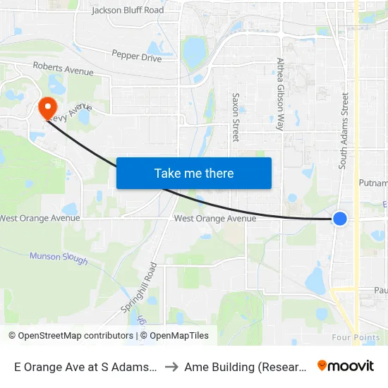 E Orange Ave at S Adams St Wb to Ame Building (Research #4) map