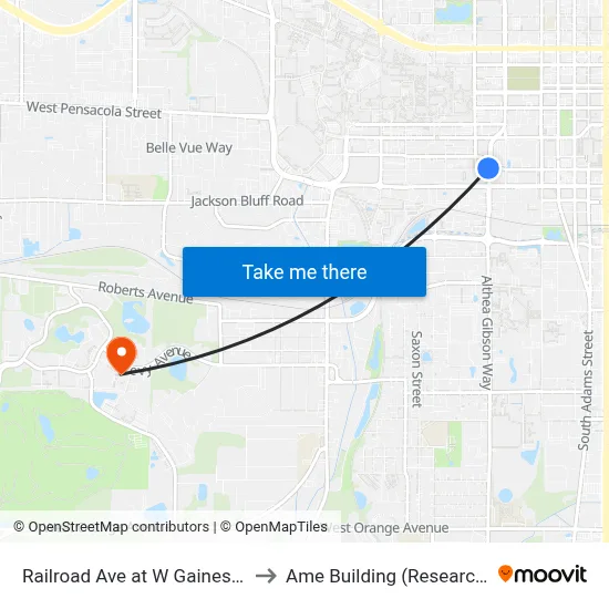 Railroad Ave at W Gaines St Sb to Ame Building (Research #4) map