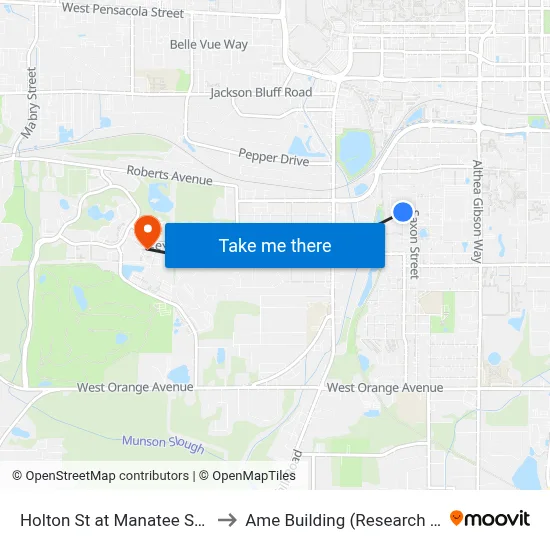 Holton St at Manatee St Sb to Ame Building (Research #4) map