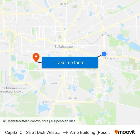 Capital Cir SE at Dick Wilson Blvd Nb to Ame Building (Research #4) map