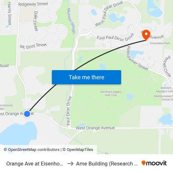 Orange Ave at Eisenhower to Ame Building (Research #4) map