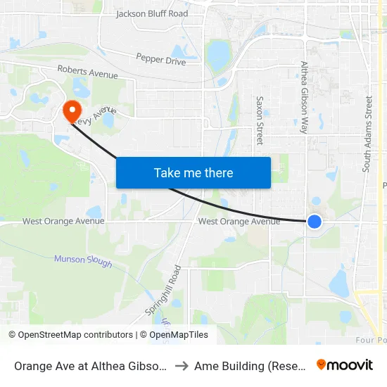 Orange Ave at Althea Gibson Way Wb to Ame Building (Research #4) map