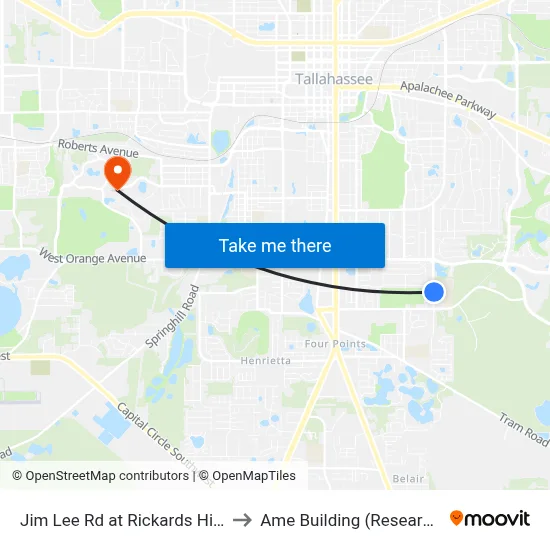 Jim Lee Rd at Rickards High Nb to Ame Building (Research #4) map