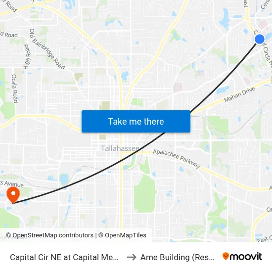 Capital Cir NE at Capital Medical Blvd Sb to Ame Building (Research #4) map