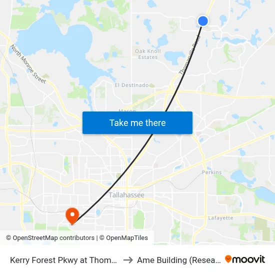 Kerry Forest Pkwy at Thomasville Rd to Ame Building (Research #4) map