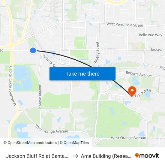 Jackson Bluff Rd at Bantam Ln Wb to Ame Building (Research #4) map