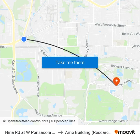 Nina Rd at W Pensacola St Nb to Ame Building (Research #4) map