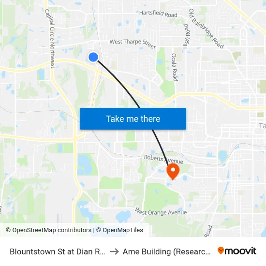 Blountstown St at Dian Rd Nb to Ame Building (Research #4) map