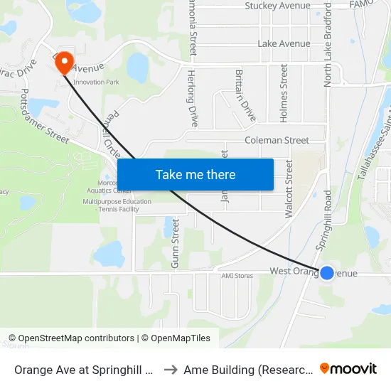 Orange Ave at Springhill Rd Wb to Ame Building (Research #4) map