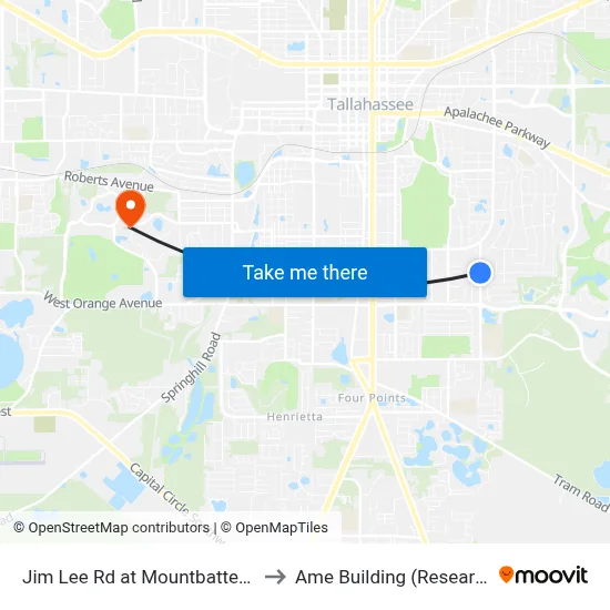 Jim Lee Rd at Mountbatten Rd Sb to Ame Building (Research #4) map