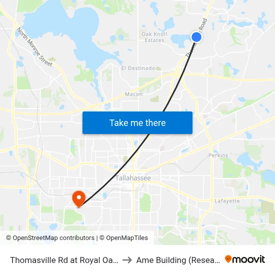 Thomasville Rd at Royal Oaks Dr Nb to Ame Building (Research #4) map
