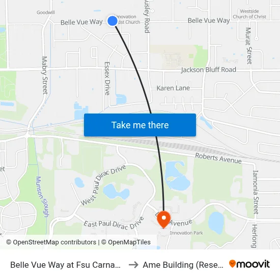 Belle Vue Way at Fsu Carnaghi Arts Wb to Ame Building (Research #4) map