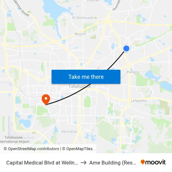 Capital Medical Blvd at Wellness Way Wb to Ame Building (Research #4) map