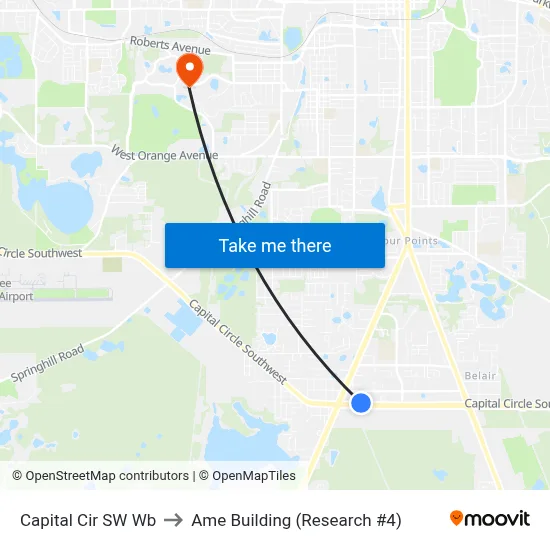 Capital Cir SW Wb to Ame Building (Research #4) map