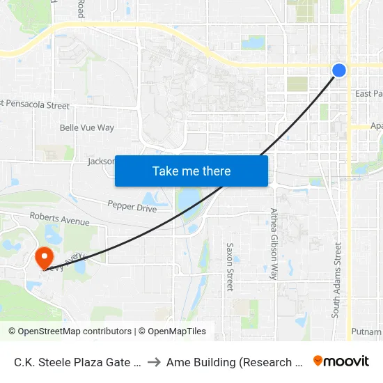 C.K. Steele Plaza Gate 24 to Ame Building (Research #4) map