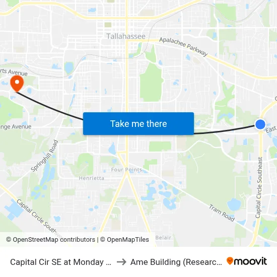 Capital Cir SE at Monday Rd Sb to Ame Building (Research #4) map