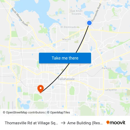 Thomasville Rd at Village Square Blvd Sb to Ame Building (Research #4) map