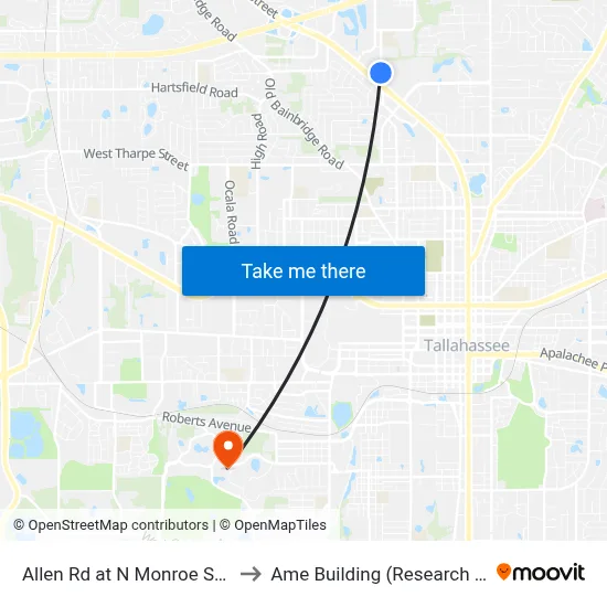 Allen Rd at N Monroe St Sb to Ame Building (Research #4) map