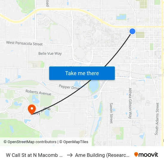 W Call St at N Macomb St Eb to Ame Building (Research #4) map