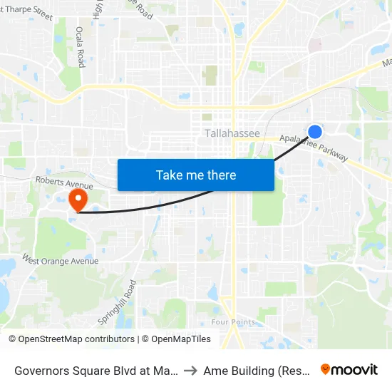 Governors Square Blvd at Magnolia Dr Eb to Ame Building (Research #4) map