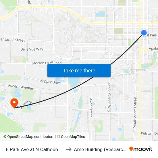 E Park Ave at N Calhoun St Wb to Ame Building (Research #4) map