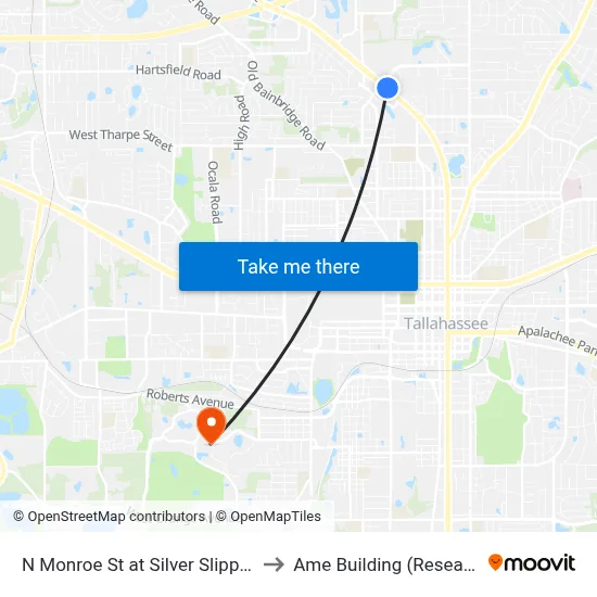 N Monroe St at Silver Slipper Ln Nb to Ame Building (Research #4) map