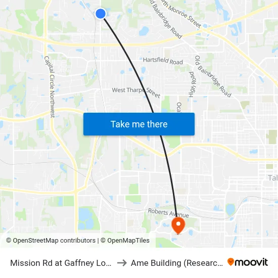 Mission Rd at Gaffney Loop Nb to Ame Building (Research #4) map