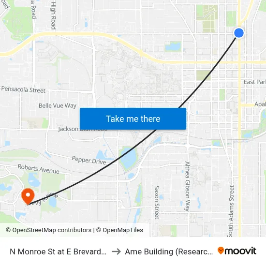 N Monroe St at E Brevard St Sb to Ame Building (Research #4) map