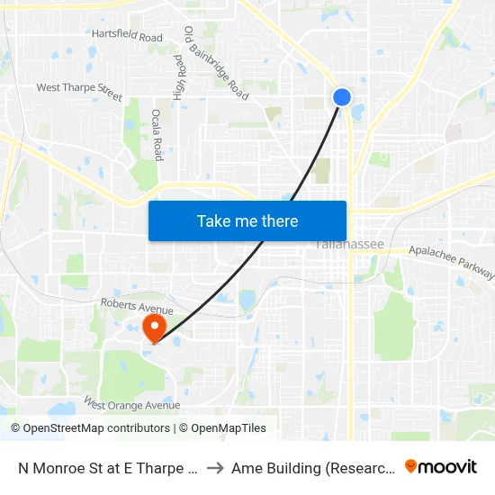 N Monroe St at E Tharpe St Nb to Ame Building (Research #4) map