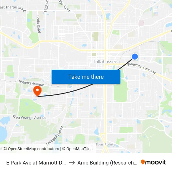 E Park Ave at Marriott Dr Eb to Ame Building (Research #4) map