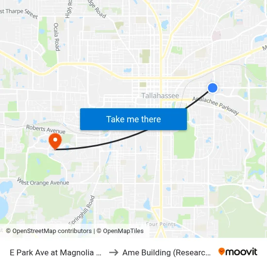 E Park Ave at Magnolia Dr Eb to Ame Building (Research #4) map