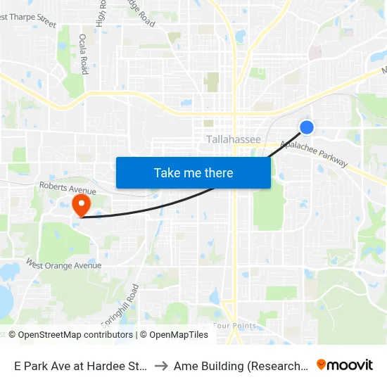 E Park Ave at Hardee St Wb to Ame Building (Research #4) map