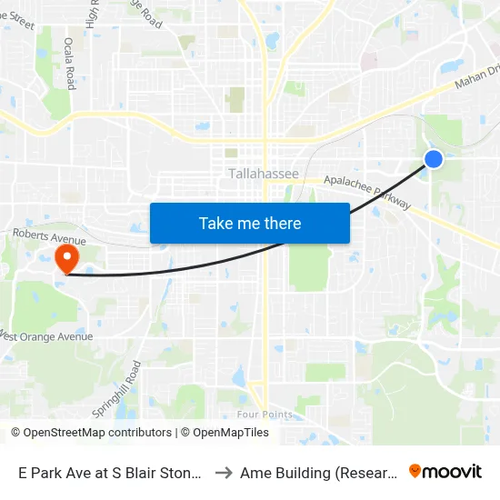 E Park Ave at S Blair Stone Rd Eb to Ame Building (Research #4) map