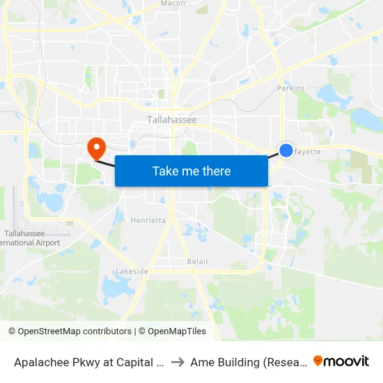 Apalachee Pkwy at Capital Cir SE Eb to Ame Building (Research #4) map
