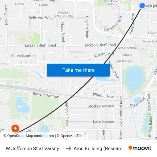W Jefferson St at Varsity Dr Eb to Ame Building (Research #4) map