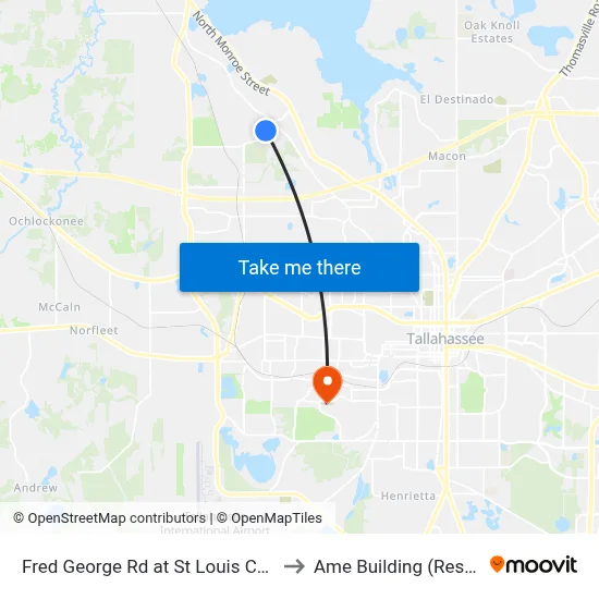Fred George Rd at St Louis Church Way Sb to Ame Building (Research #4) map