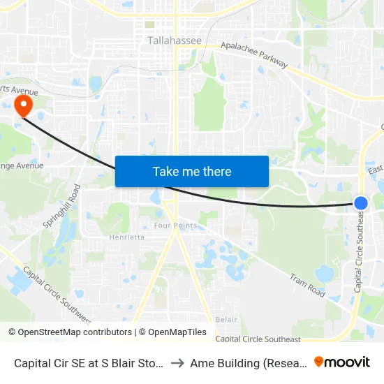 Capital Cir SE at S Blair Stone Rd Sb to Ame Building (Research #4) map